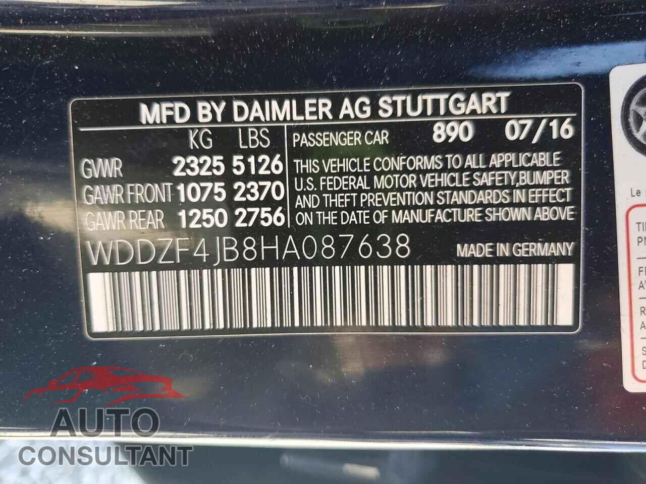MERCEDES-BENZ E-CLASS 2017 - WDDZF4JB8HA087638