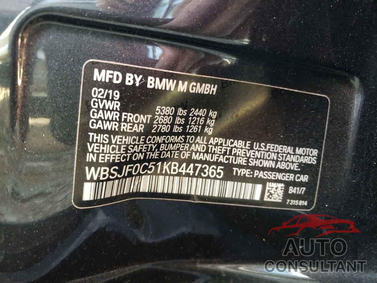 BMW M5 2019 - WBSJF0C51KB447365