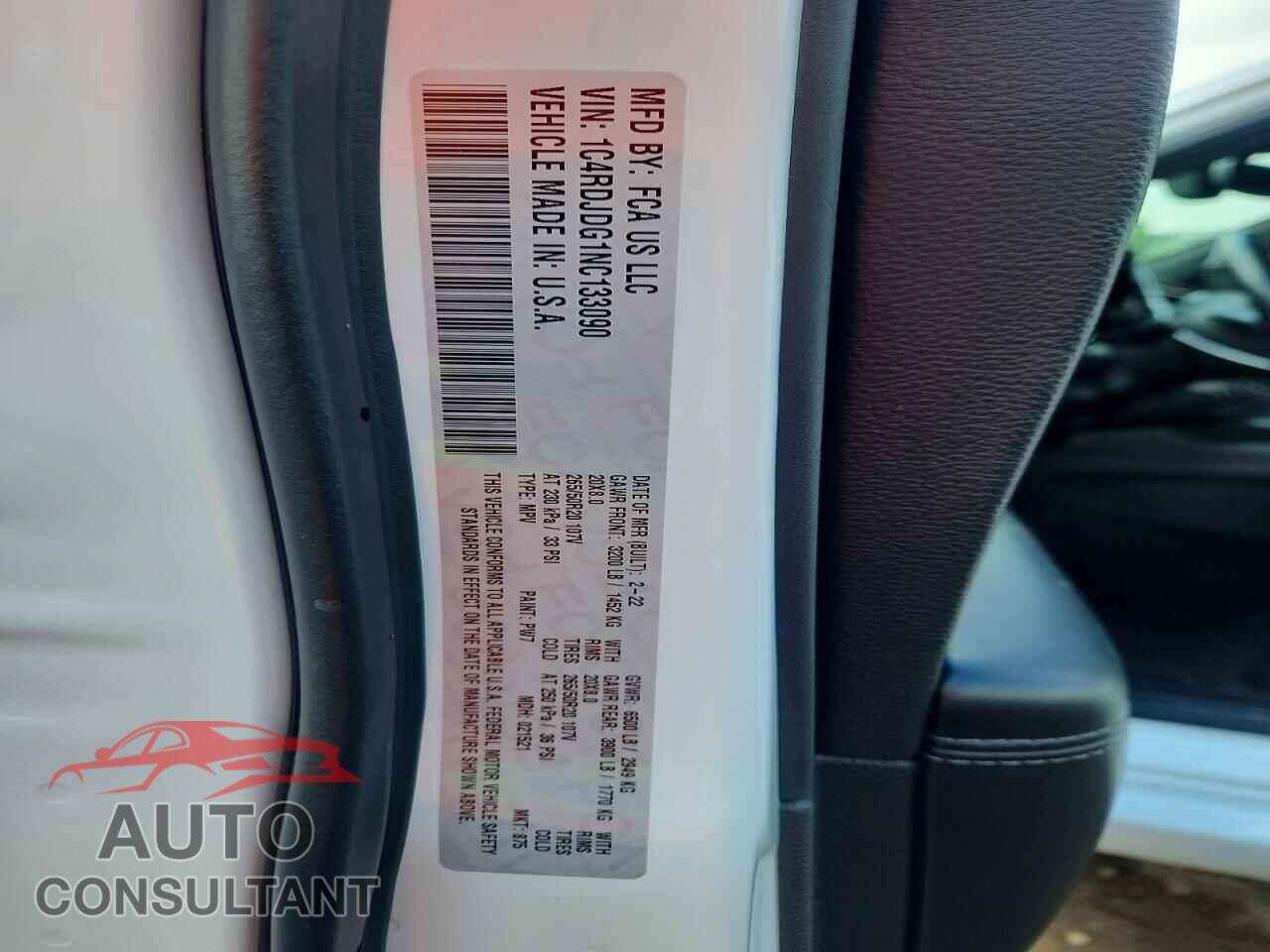 DODGE DURANGO 2022 - 1C4RDJDG1NC133090
