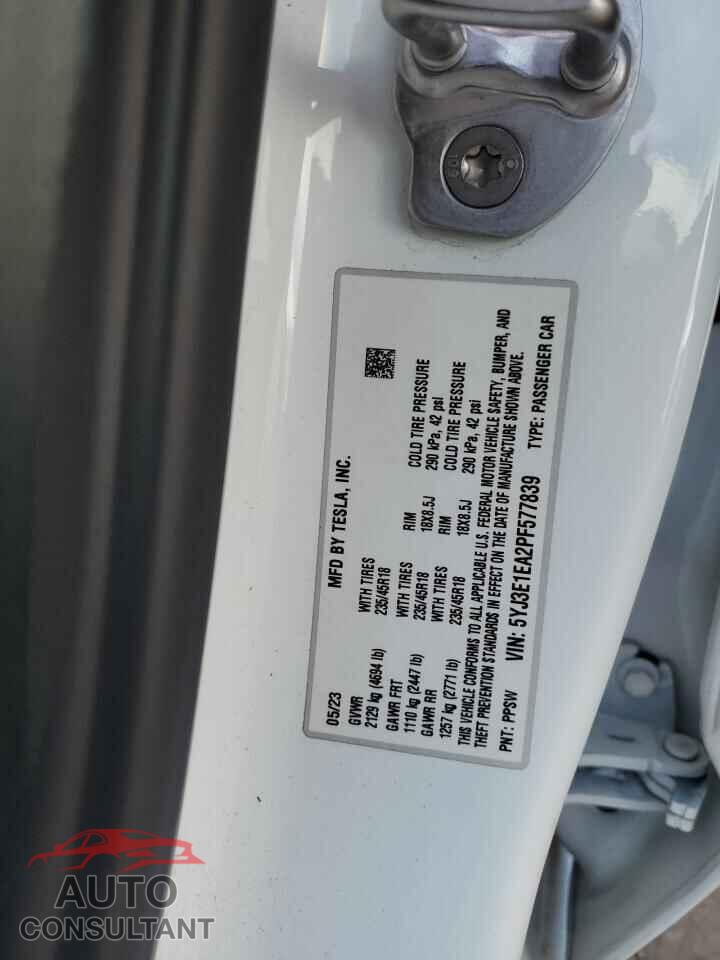 TESLA MODEL 3 2023 - 5YJ3E1EA2PF577839