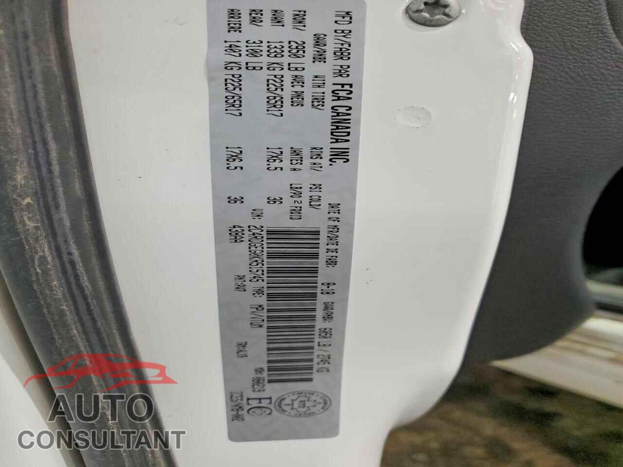 DODGE CARAVAN 2019 - 2C4RDGEG0KR515745