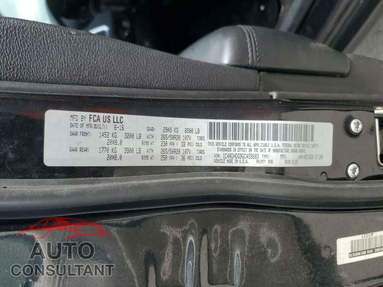 DODGE DURANGO 2016 - 1C4RDHDG9GC459683