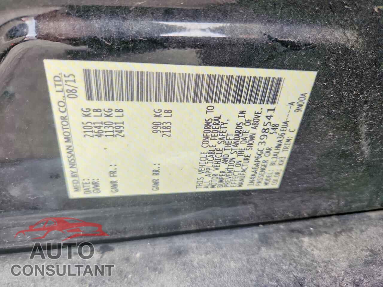 NISSAN MAXIMA 2016 - 1N4AA6AP6GC398541