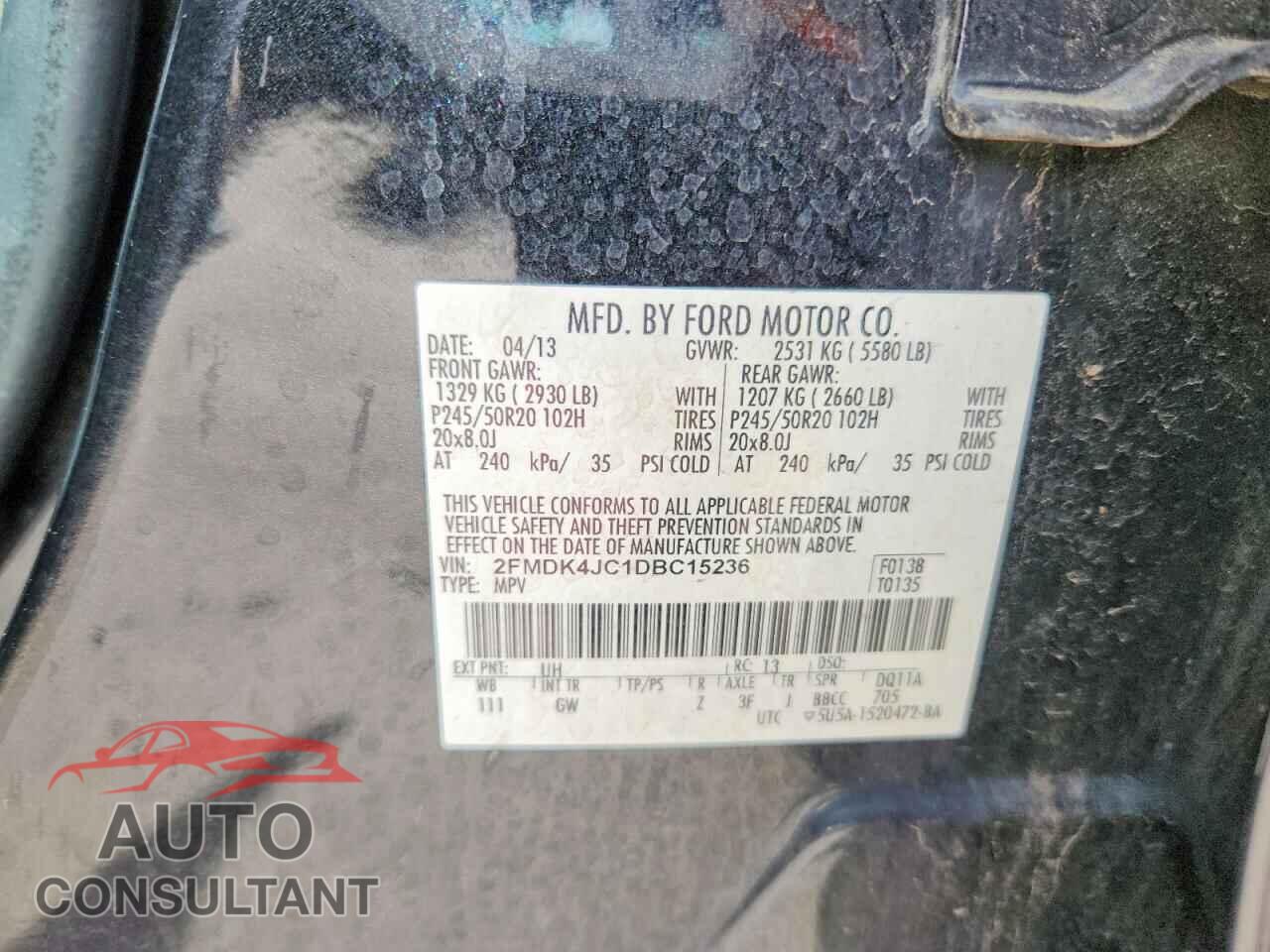 FORD EDGE 2013 - 2FMDK4JC1DBC15236
