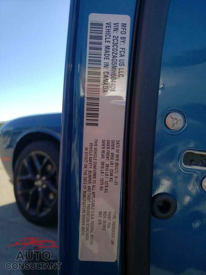DODGE CHALLENGER 2021 - 2C3CDZAG5MH604408