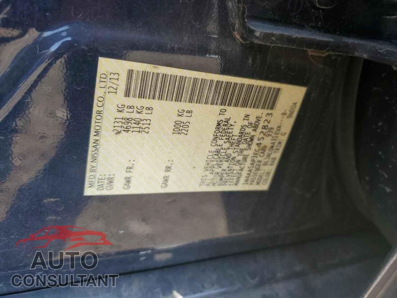 NISSAN MAXIMA 2014 - 1N4AA5AP3EC452823