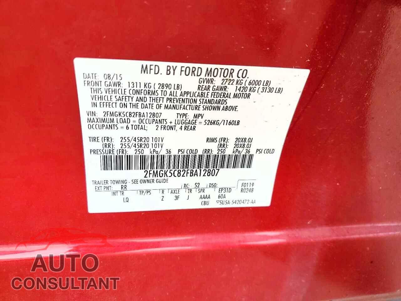 FORD FLEX 2015 - 2FMGK5C82FBA12807