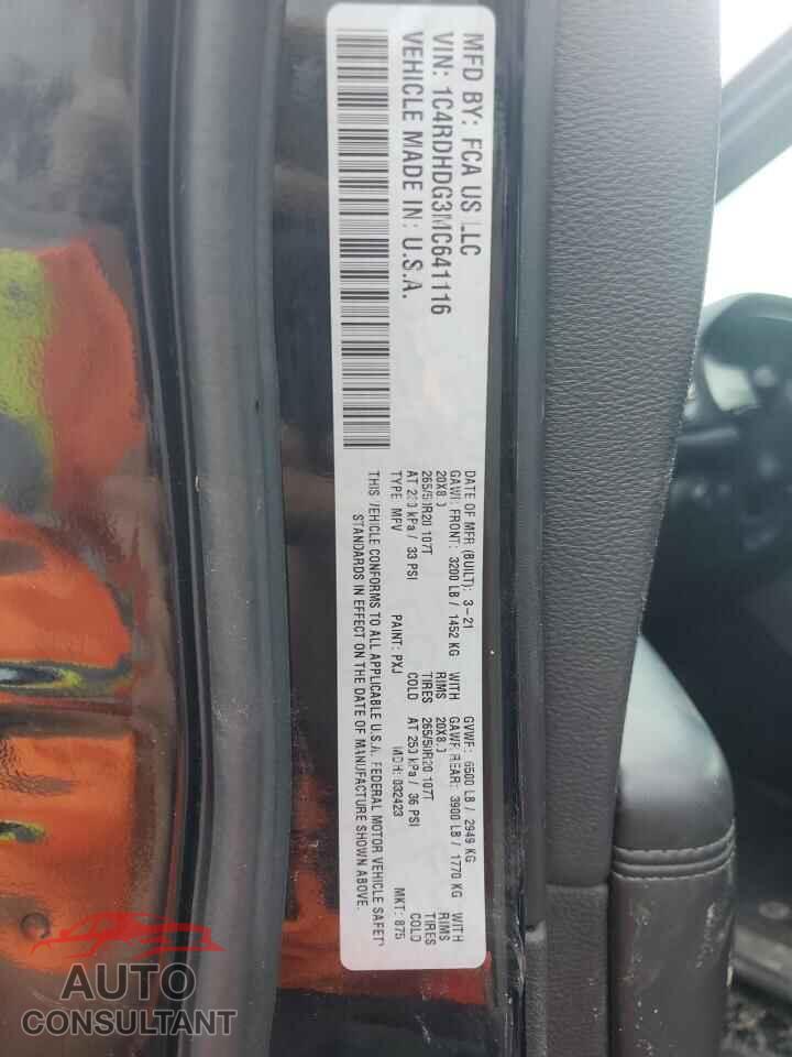 DODGE DURANGO 2021 - 1C4RDHDG3MC641116