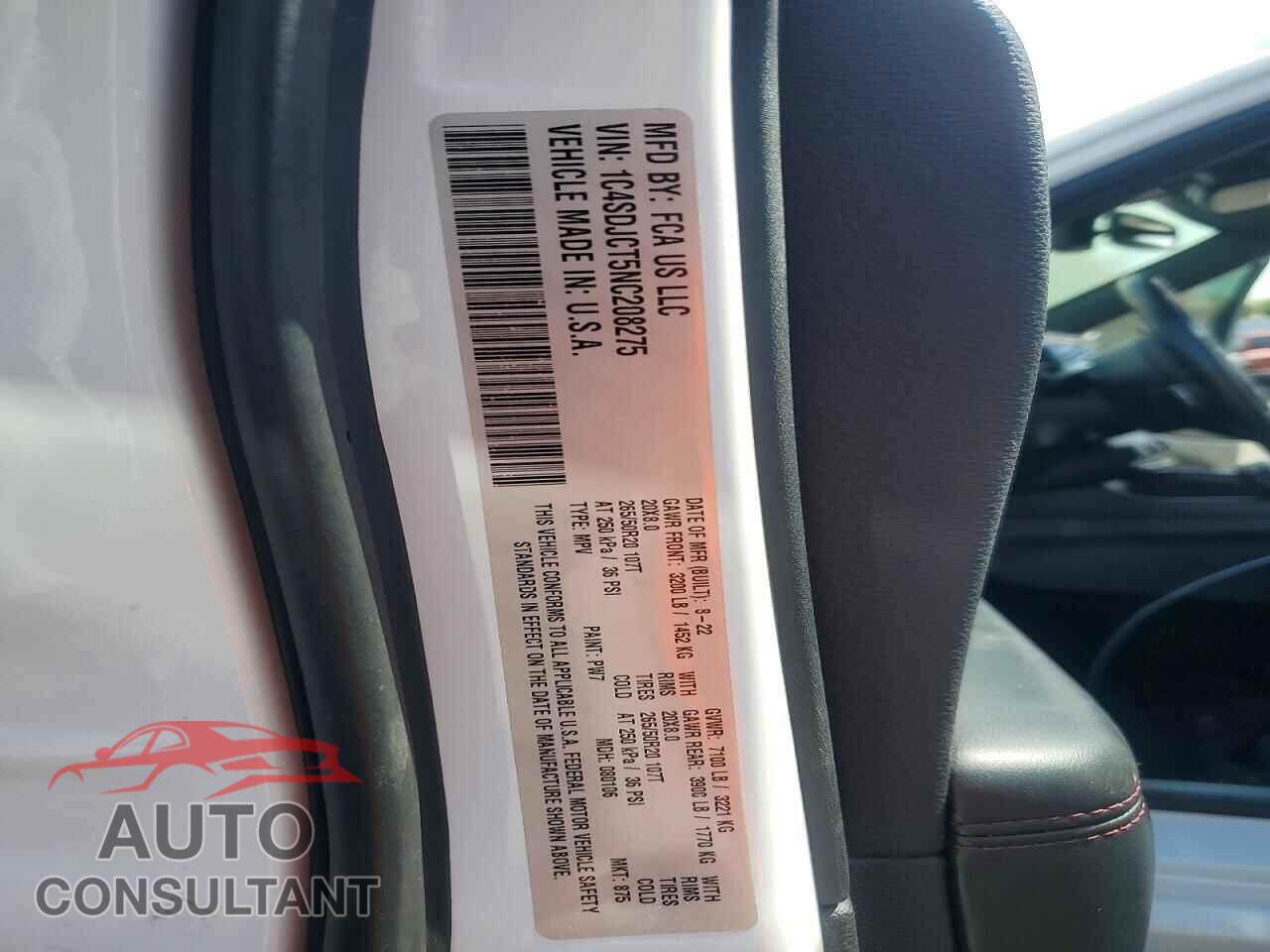 DODGE DURANGO 2022 - 1C4SDJCT5NC208275