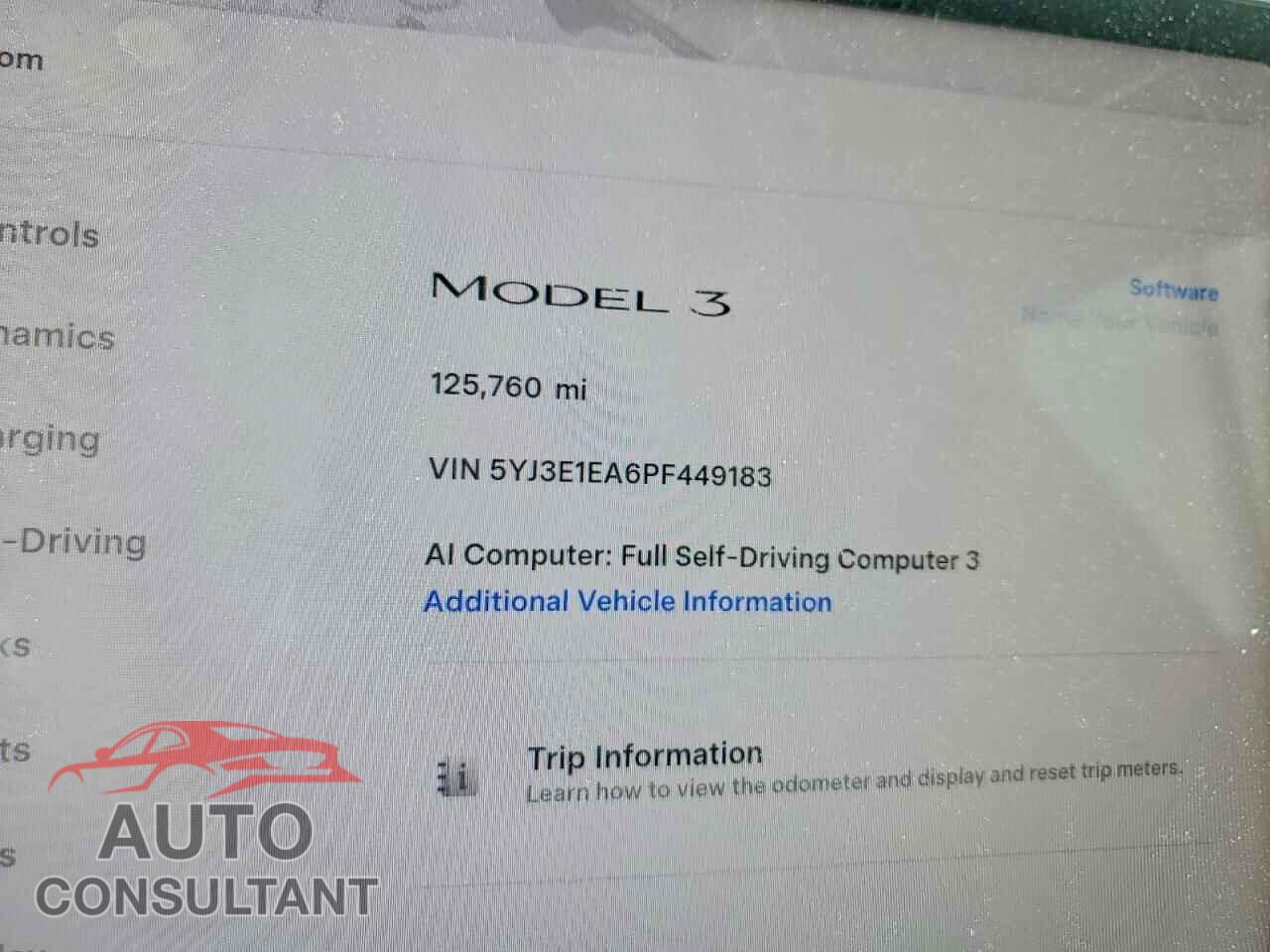 TESLA MODEL 3 2023 - 5YJ3E1EA6PF449183