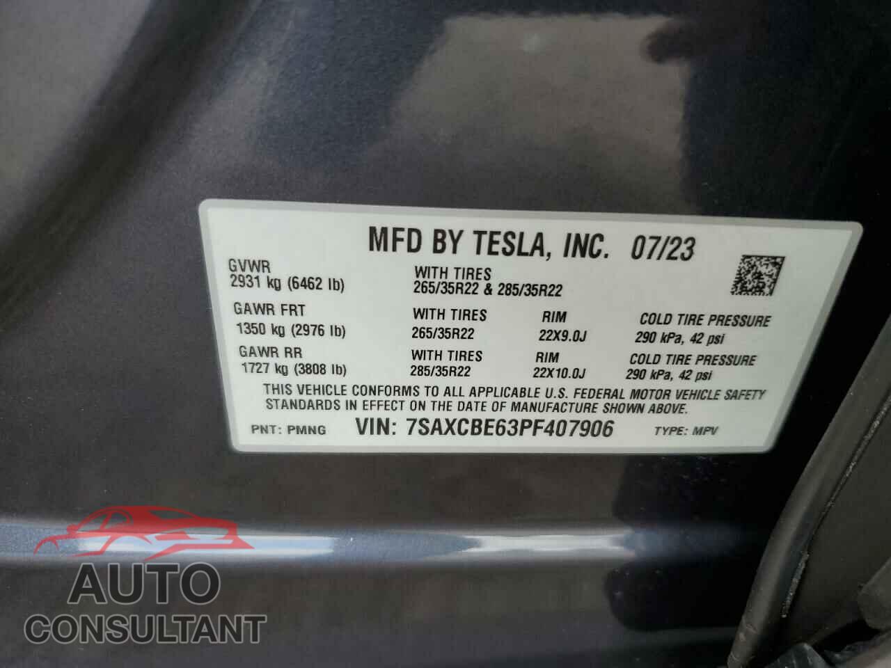 TESLA MODEL X 2023 - 7SAXCBE63PF407906