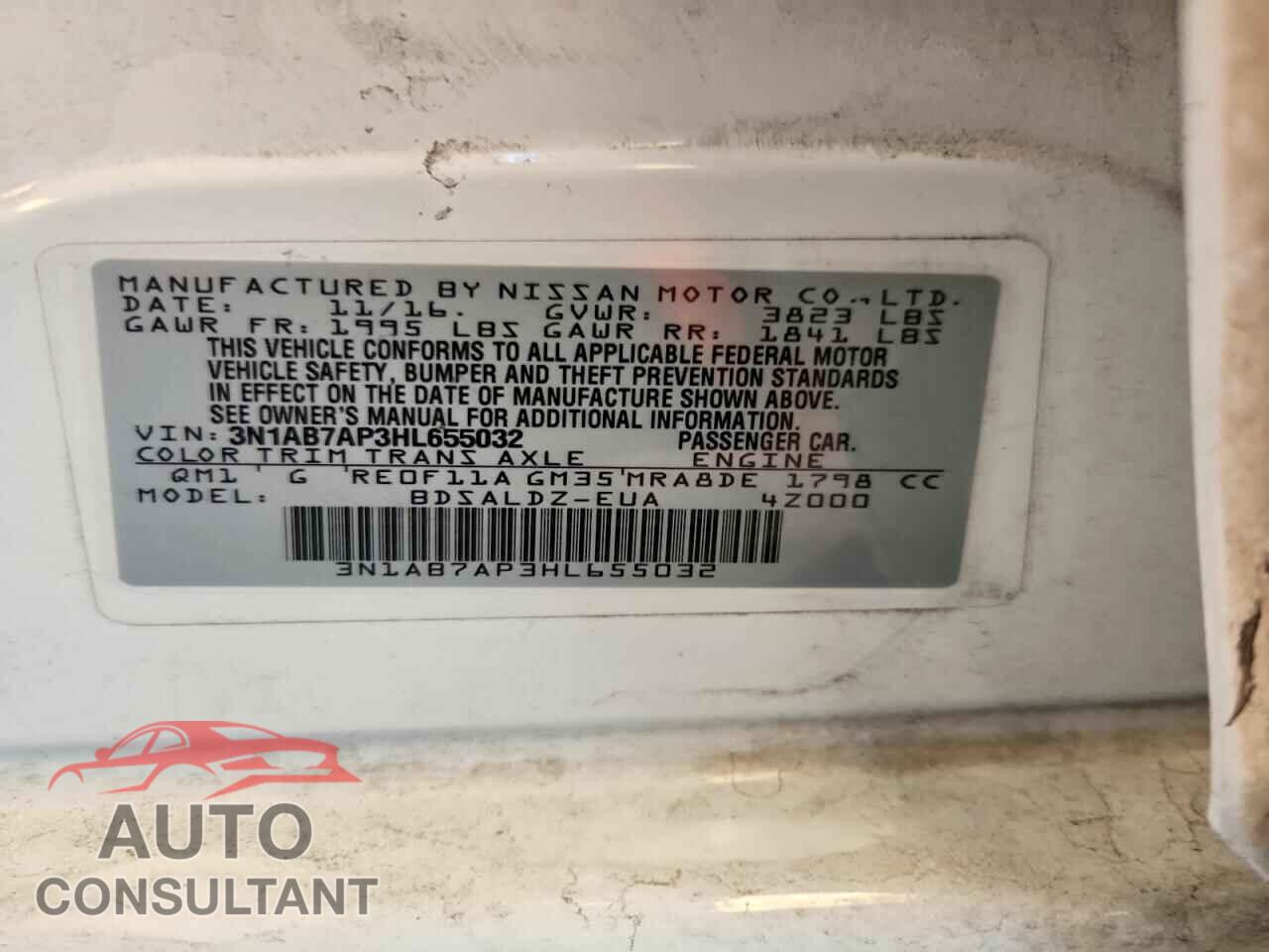 NISSAN SENTRA 2017 - 3N1AB7AP3HL655032
