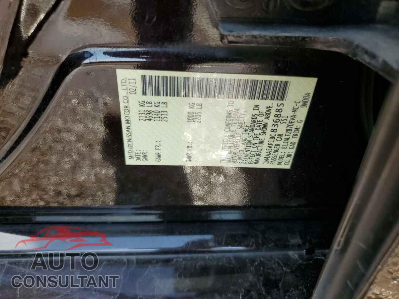 NISSAN MAXIMA 2011 - 1N4AA5AP1BC836885