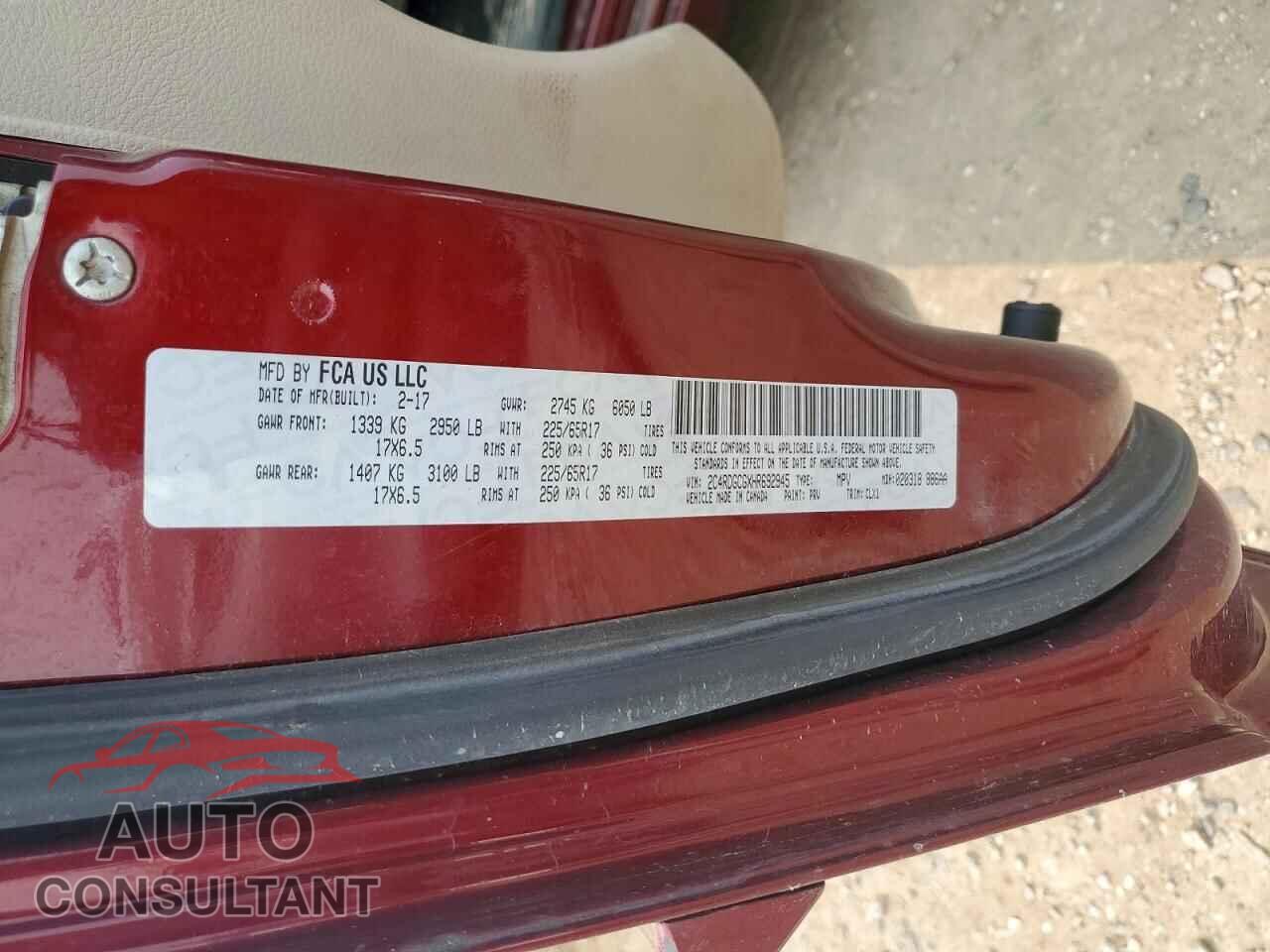DODGE CARAVAN 2017 - 2C4RDGCGXHR692945