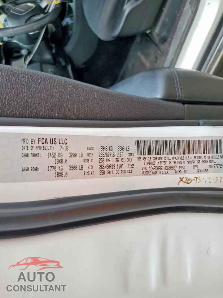 DODGE DURANGO 2017 - 1C4RDHAG1HC600607