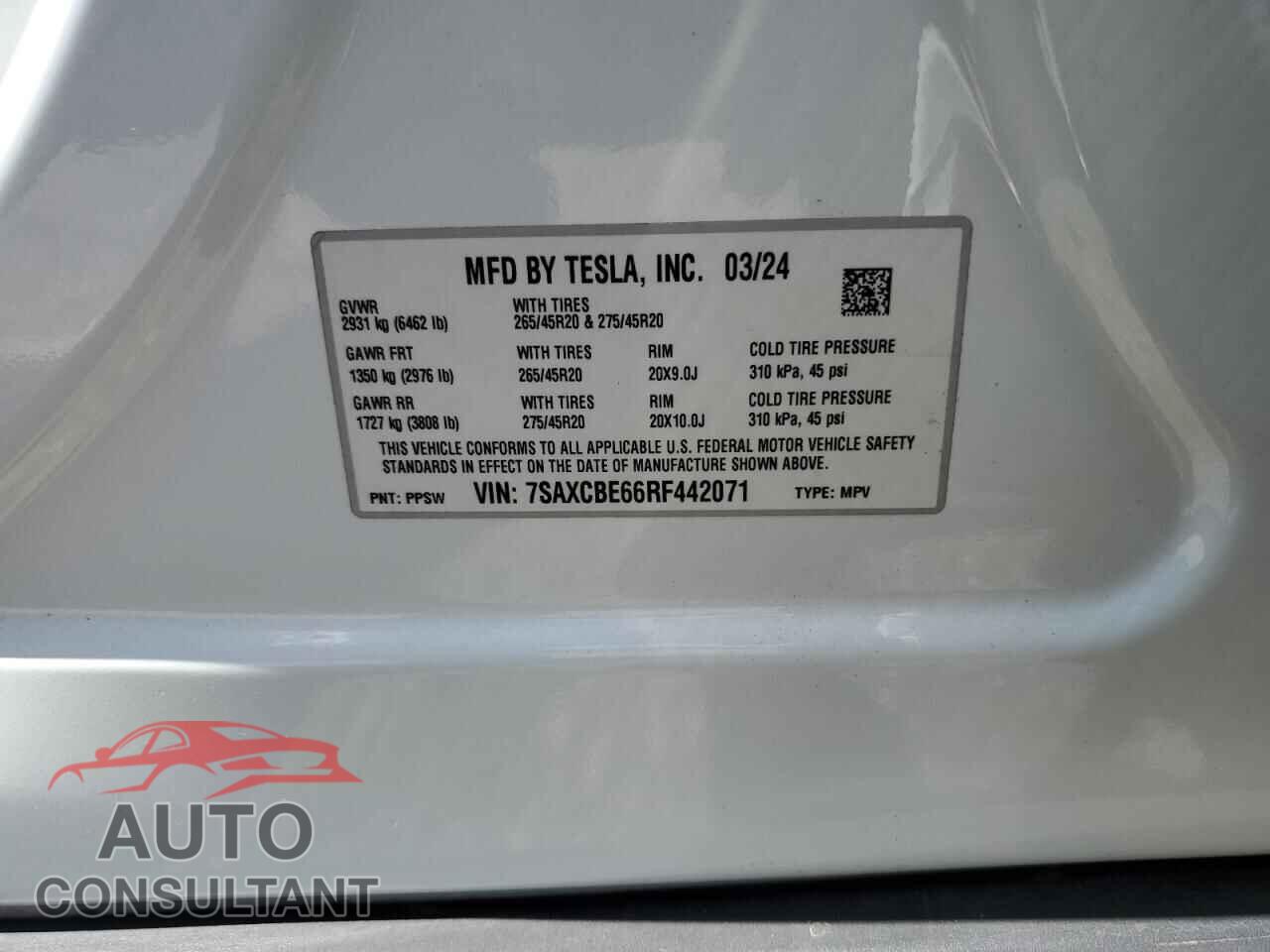 TESLA MODEL X 2024 - 7SAXCBE66RF442071