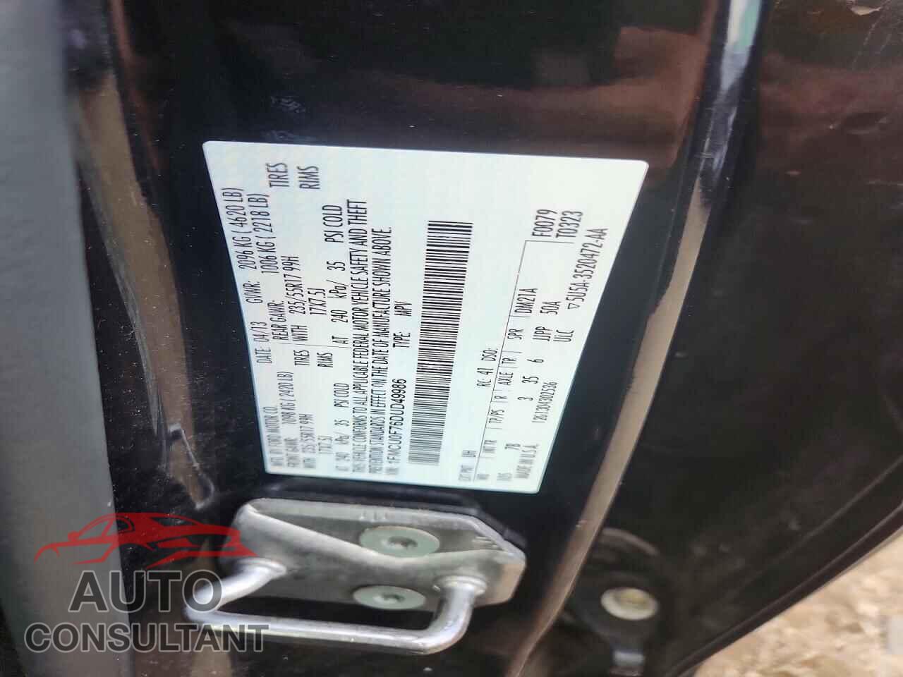 FORD ESCAPE 2013 - 1FMCU0F76DUD49986