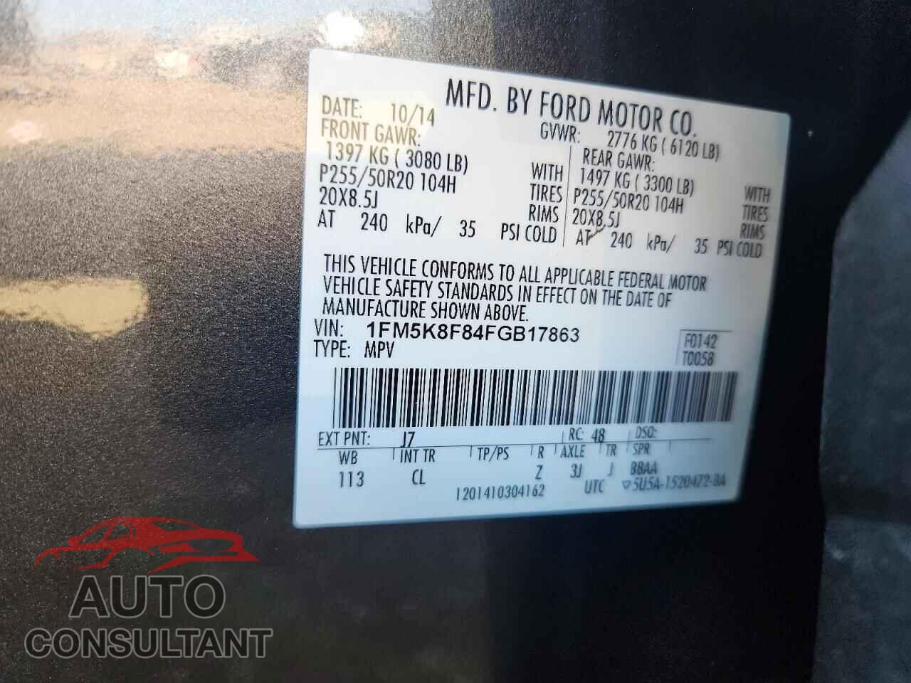 FORD EXPLORER 2015 - 1FM5K8F84FGB17863