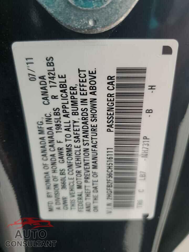HONDA CIVIC 2012 - 2HGFB2F56CH516111