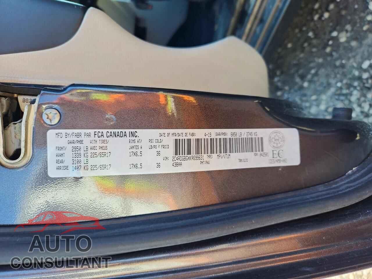 DODGE CARAVAN 2019 - 2C4RDGBGXKR699631