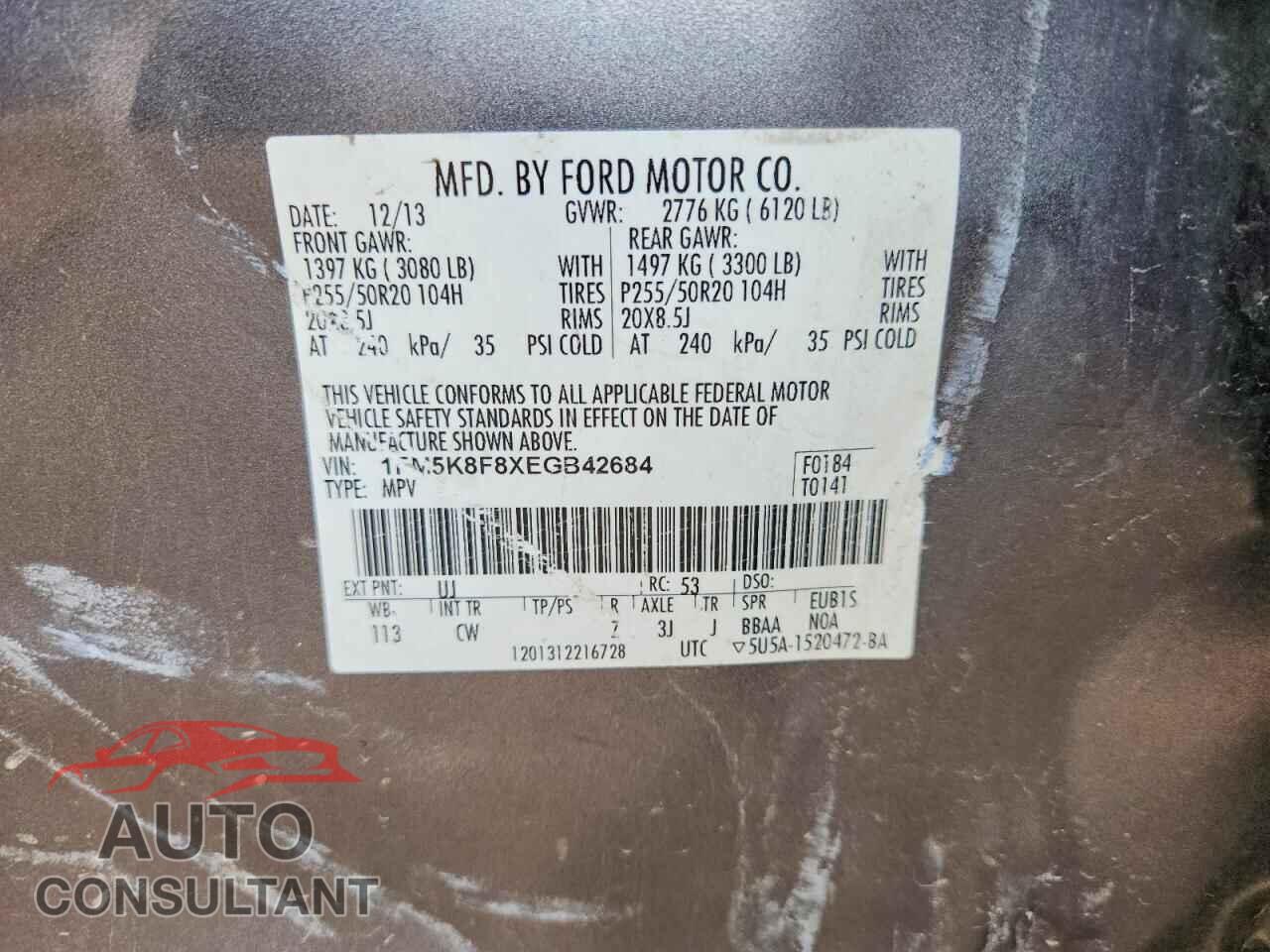 FORD EXPLORER 2014 - 1FM5K8F8XEGB42684