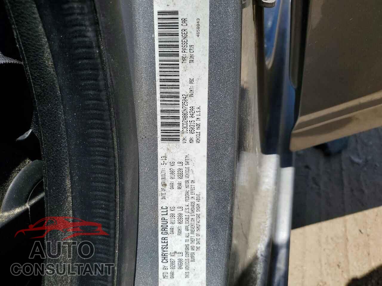 DODGE AVENGER 2013 - 1C3CDZAB8DN725042