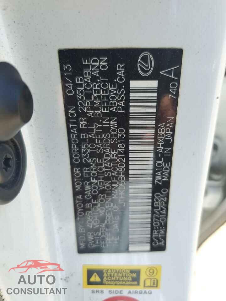 LEXUS CT 200 2013 - JTHKD5BH8D2148130