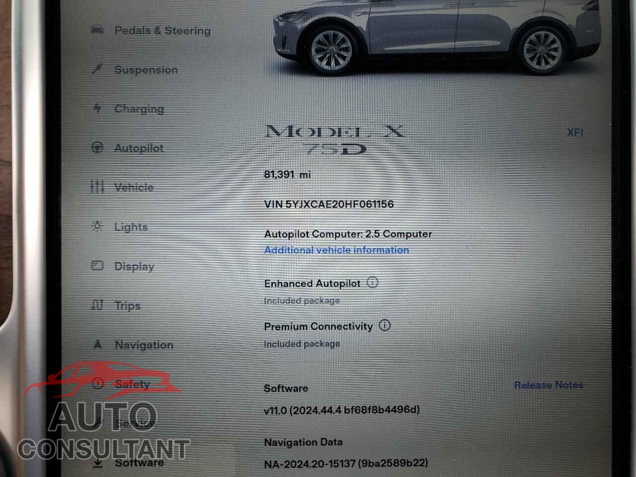 TESLA MODEL X 2017 - 5YJXCAE20HF061156