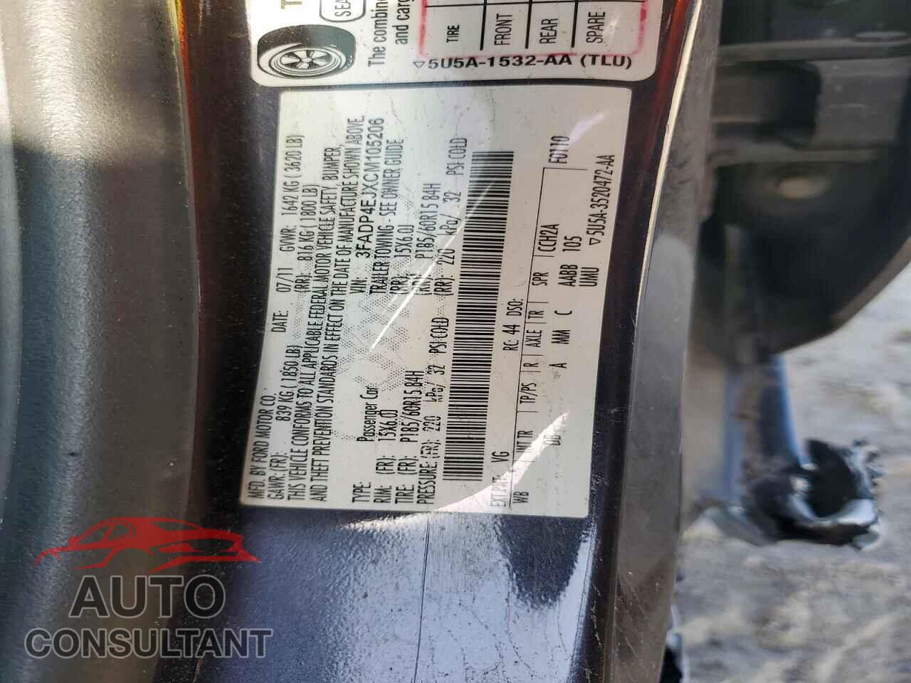 FORD FIESTA 2012 - 3FADP4EJXCM105206