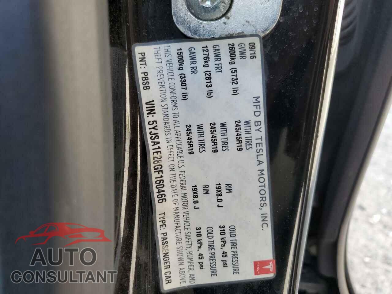 TESLA MODEL S 2016 - 5YJSA1E28GF160466