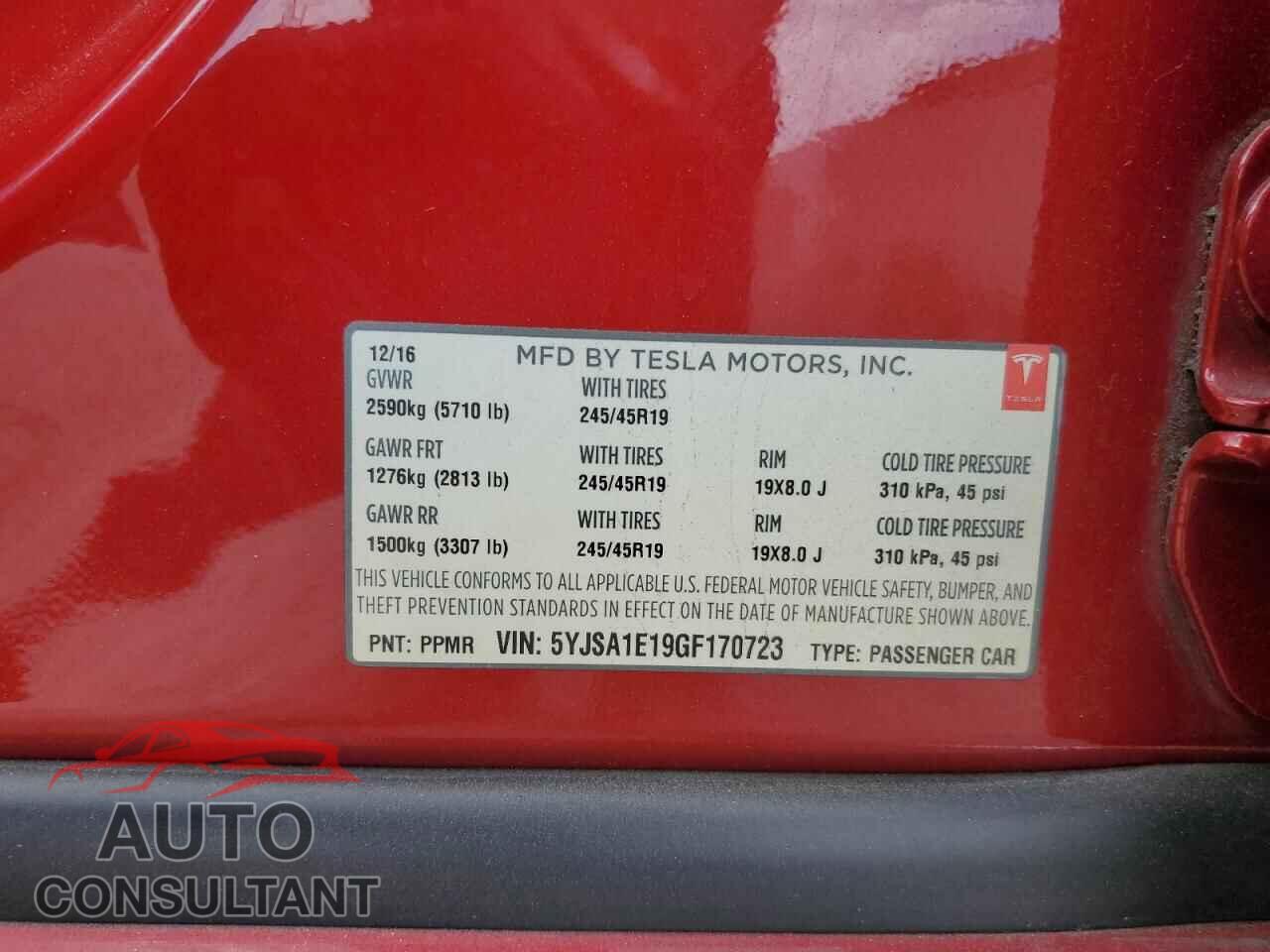TESLA MODEL S 2016 - 5YJSA1E19GF170723