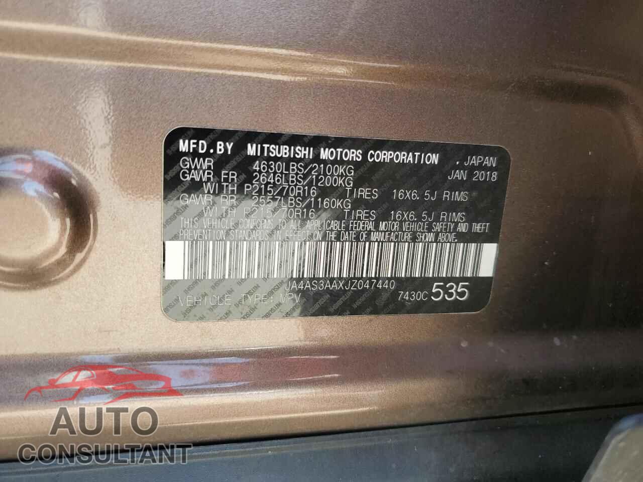 MITSUBISHI ECLIPSE 2018 - JA4AS3AAXJZ047440