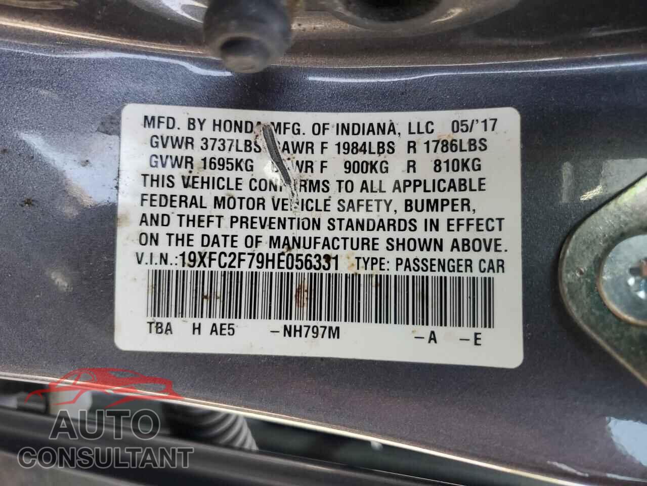 HONDA CIVIC 2017 - 19XFC2F79HE056331