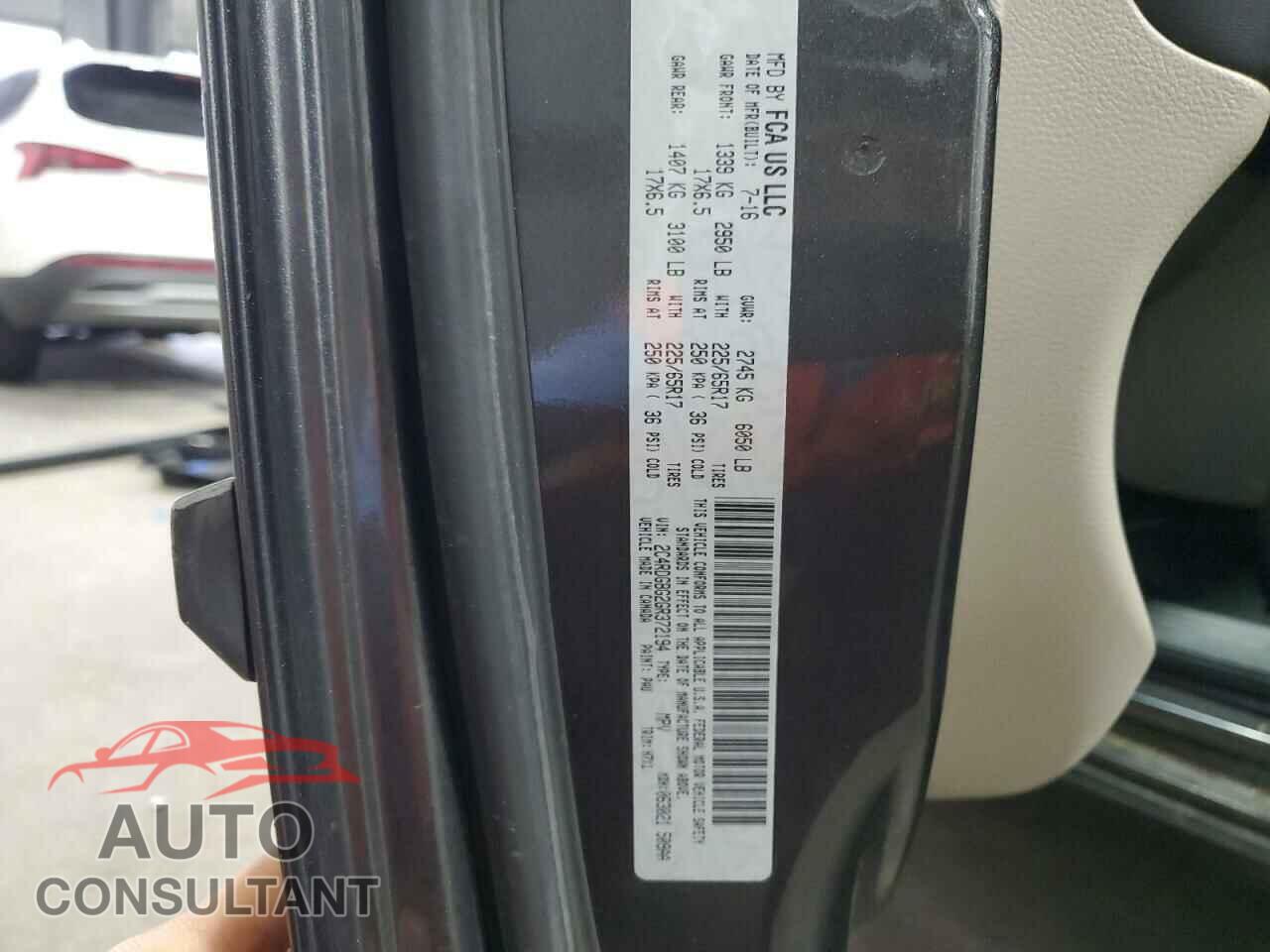 DODGE CARAVAN 2016 - 2C4RDGBG2GR372194