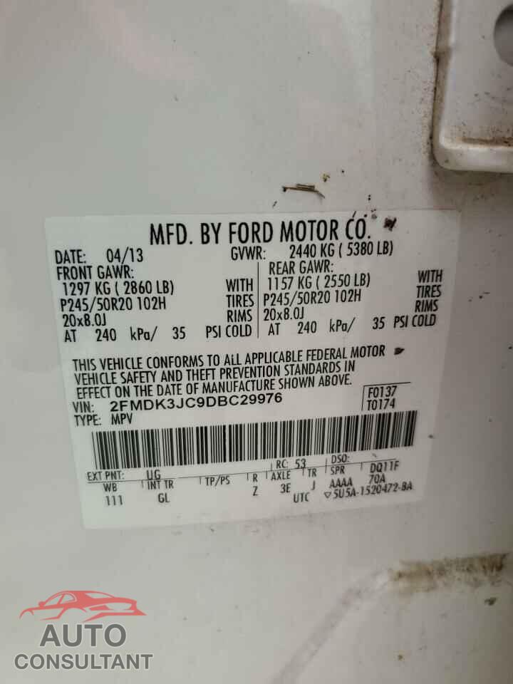FORD EDGE 2013 - 2FMDK3JC9DBC29976