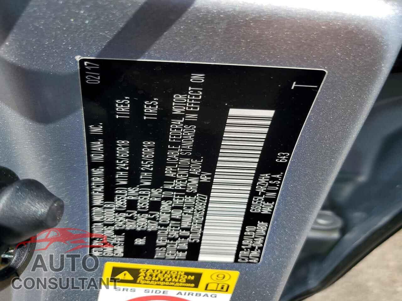 TOYOTA HIGHLANDER 2017 - 5TDJZRFH2HS389227