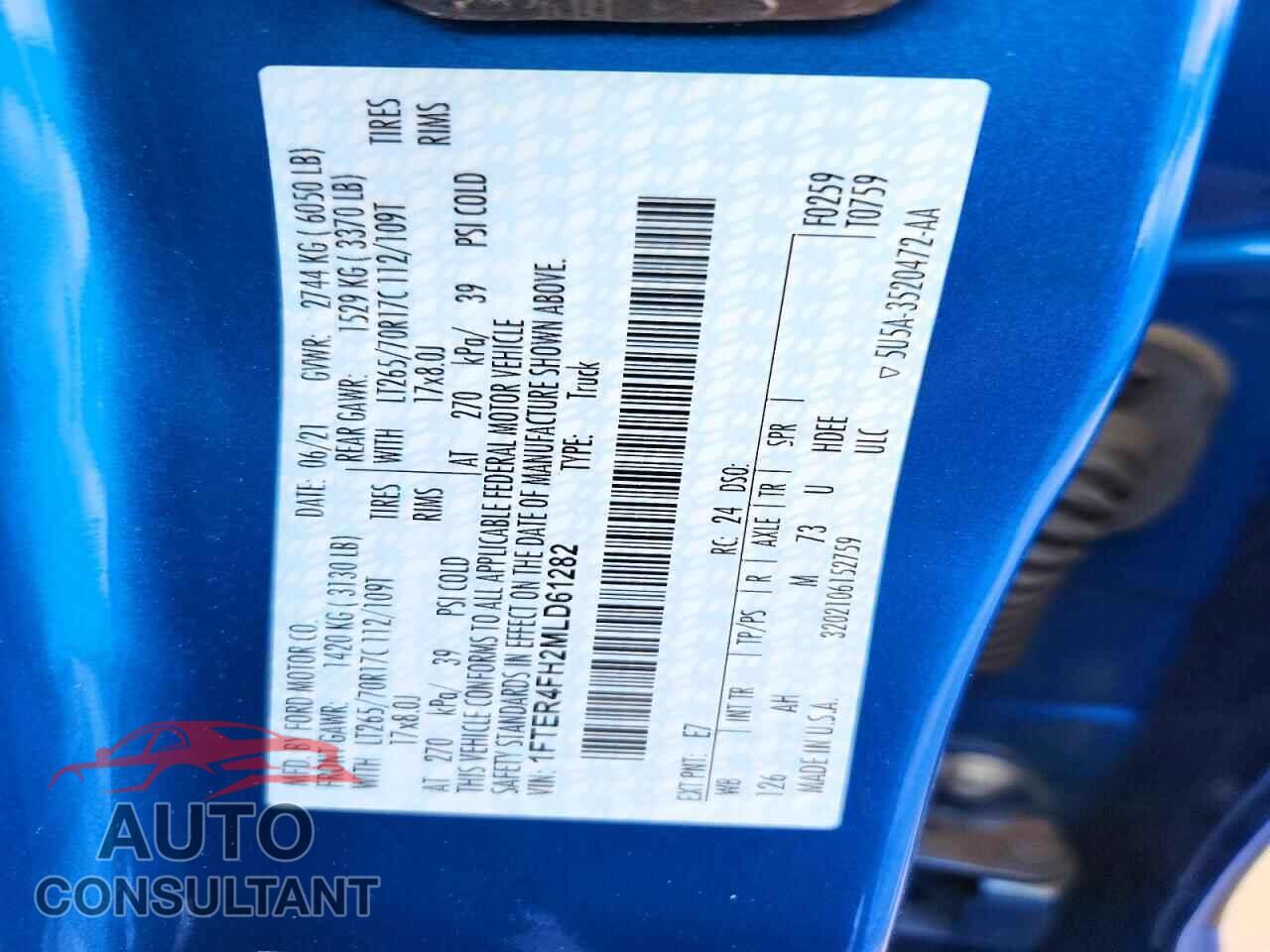 FORD RANGER 2021 - 1FTER4FH2MLD61282