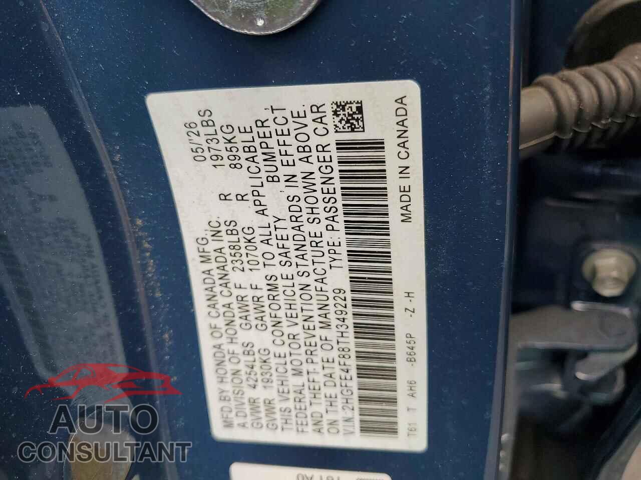 HONDA CIVIC 2026 - 2HGFE4F88TH349229
