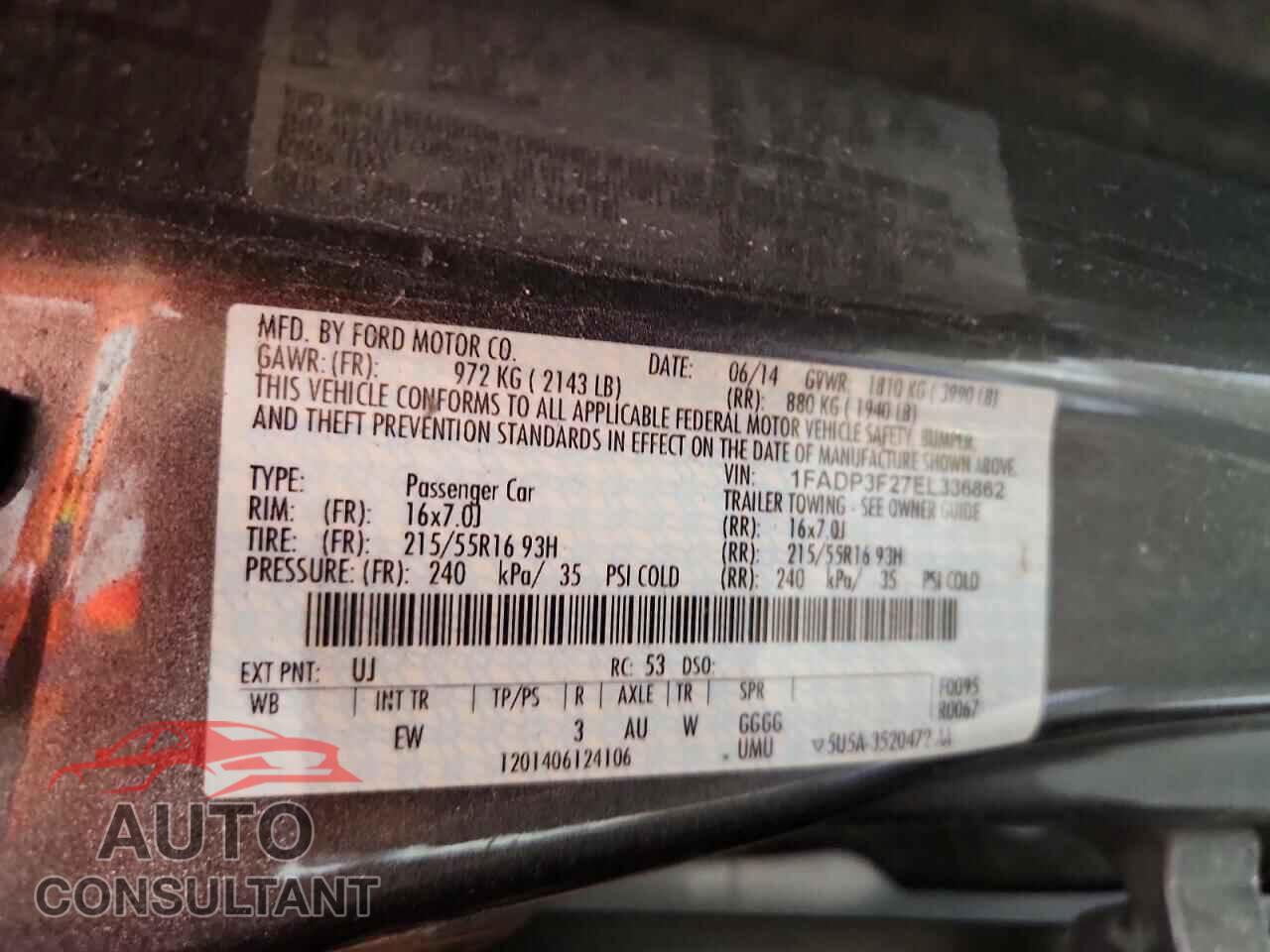 FORD FOCUS 2014 - 1FADP3F27EL336862