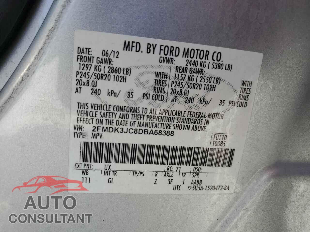 FORD EDGE 2013 - 2FMDK3JC8DBA68388