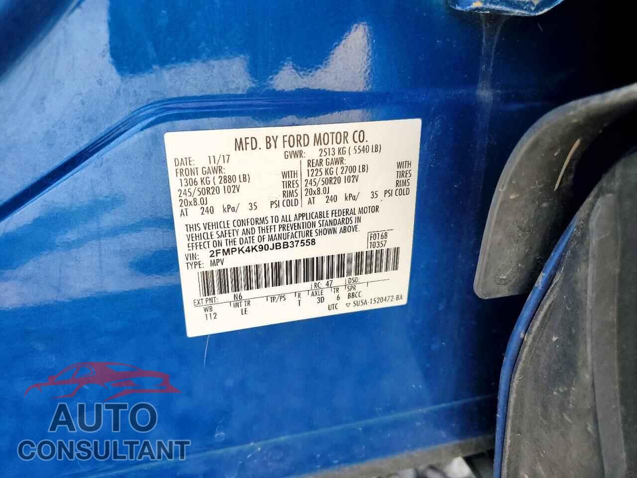 FORD EDGE 2018 - 2FMPK4K90JBB37558