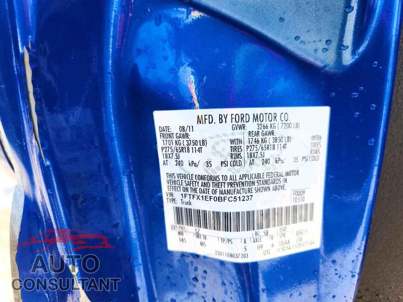 FORD F150 2011 - 1FTFX1EF0BFC51237