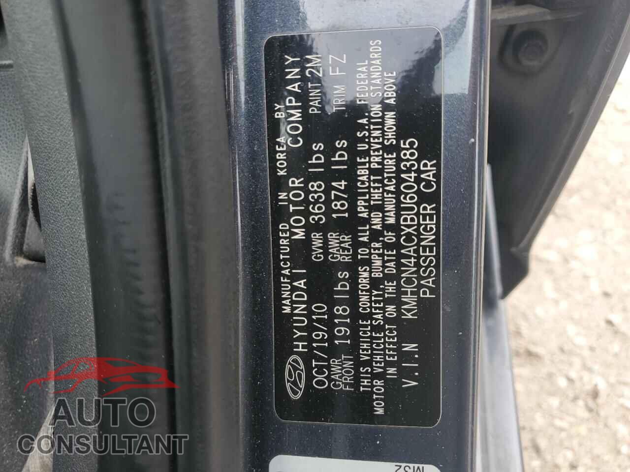HYUNDAI ACCENT 2011 - KMHCN4ACXBU604385