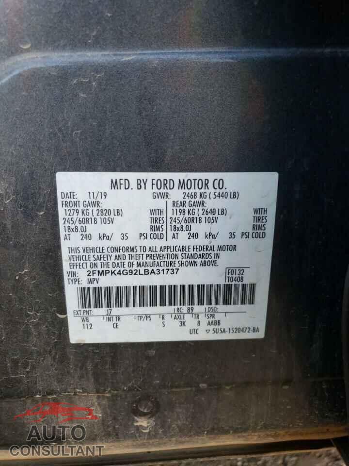 FORD EDGE 2020 - 2FMPK4G92LBA31737