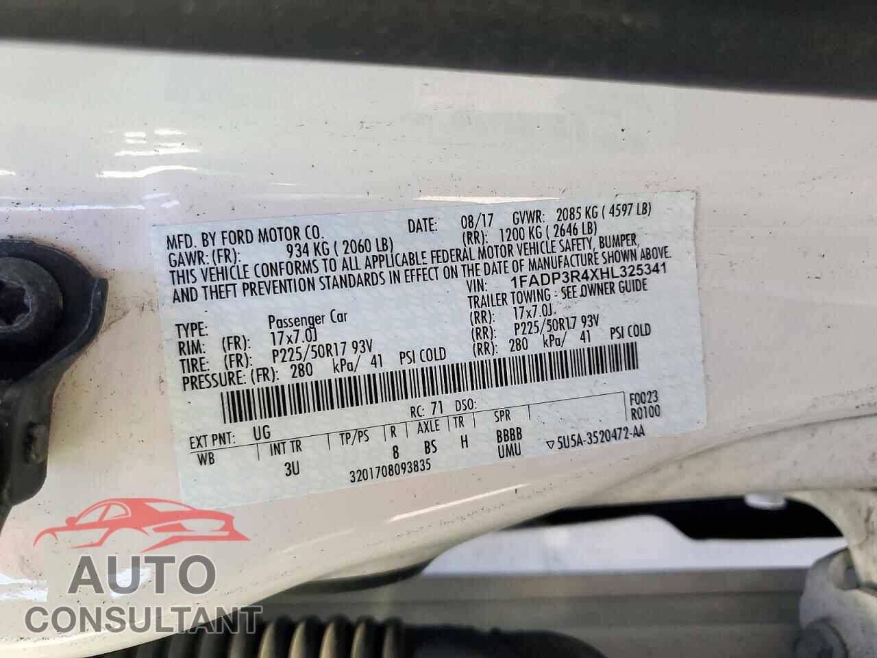 FORD FOCUS 2017 - 1FADP3R4XHL325341