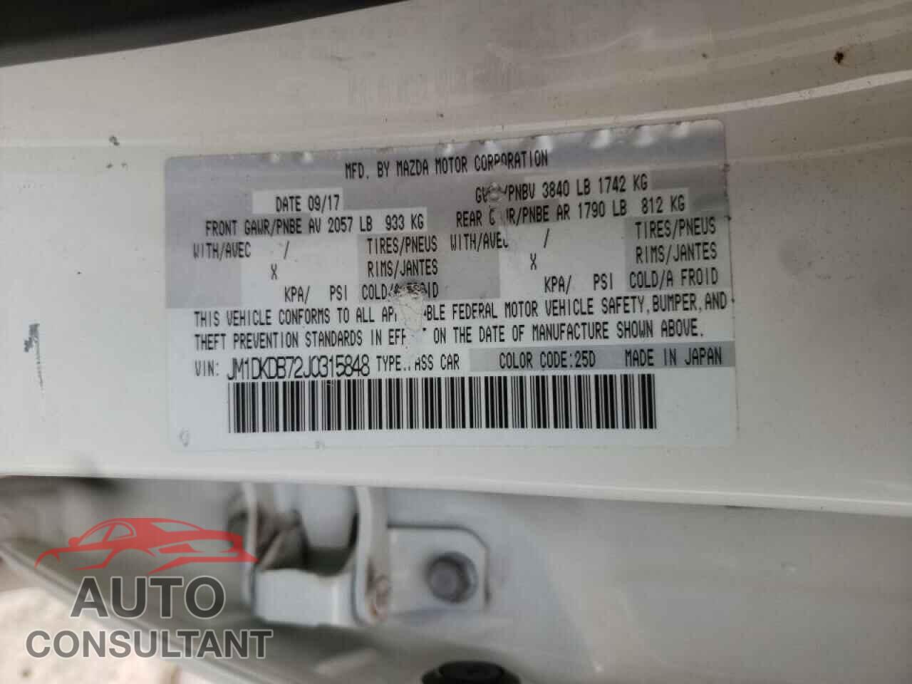 MAZDA CX-3 2018 - JM1DKDB72J0315848
