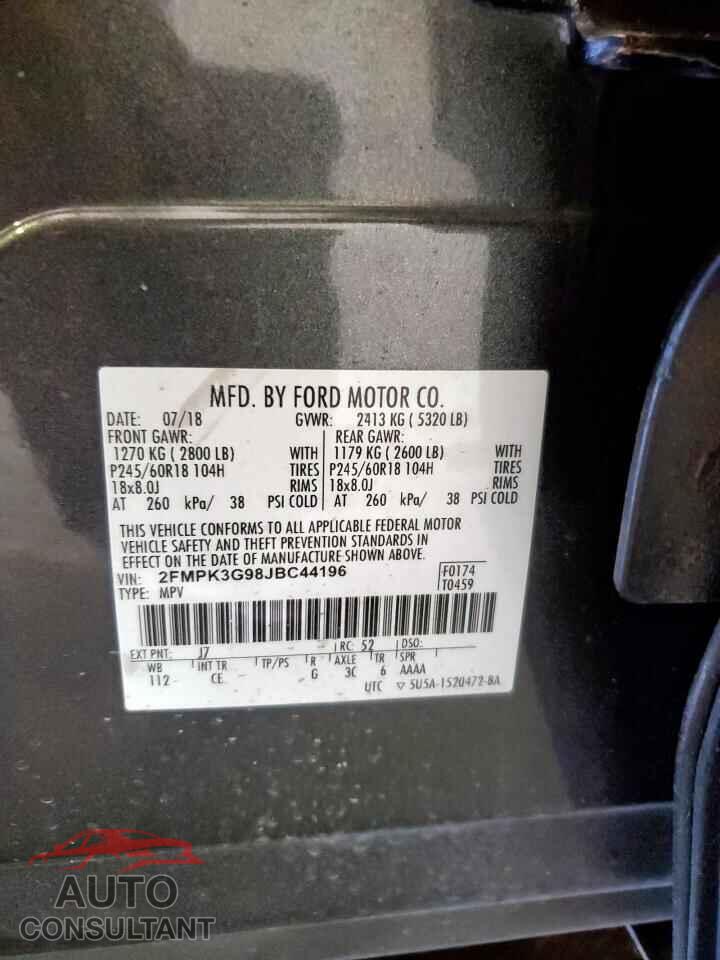 FORD EDGE 2018 - 2FMPK3G98JBC44196