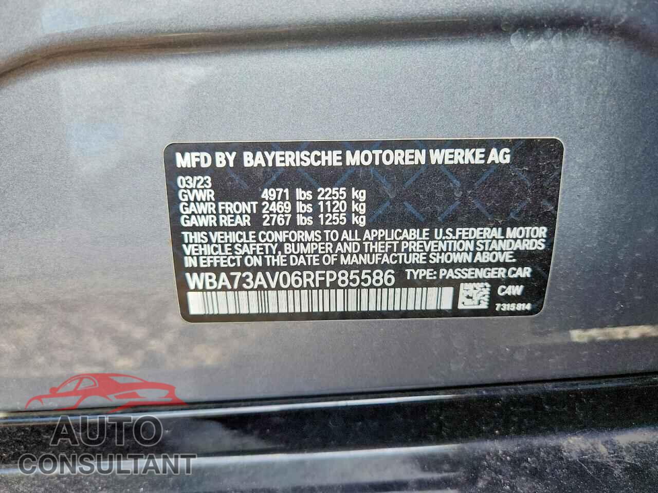 BMW 4 SERIES 2024 - WBA73AV06RFP85586