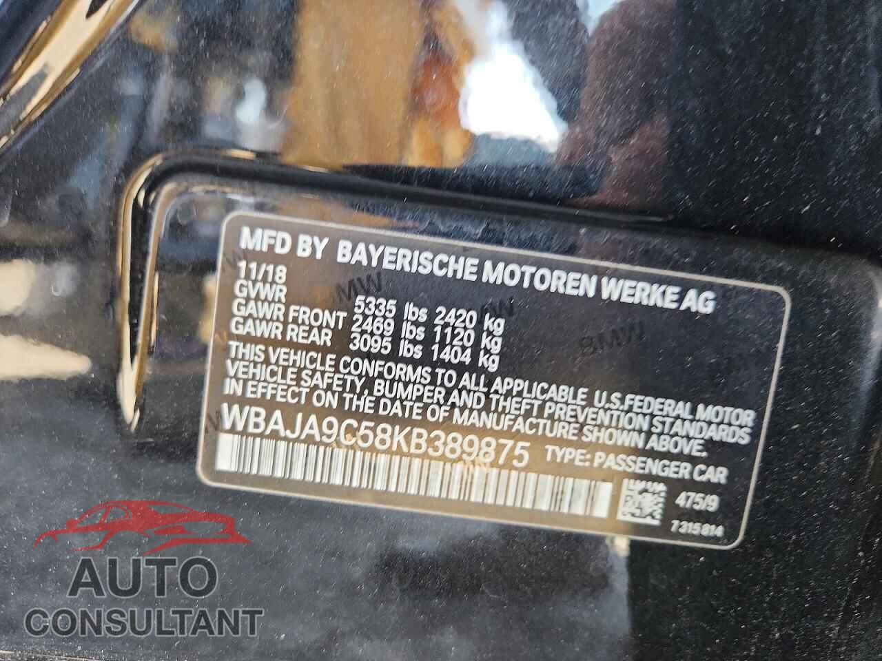 BMW 5 SERIES 2019 - WBAJA9C58KB389875