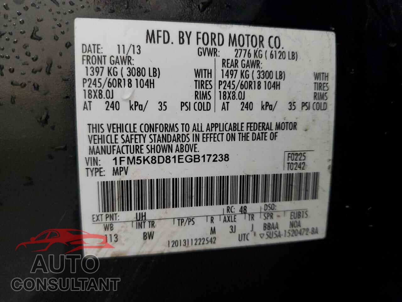FORD EXPLORER 2014 - 1FM5K8D81EGB17238